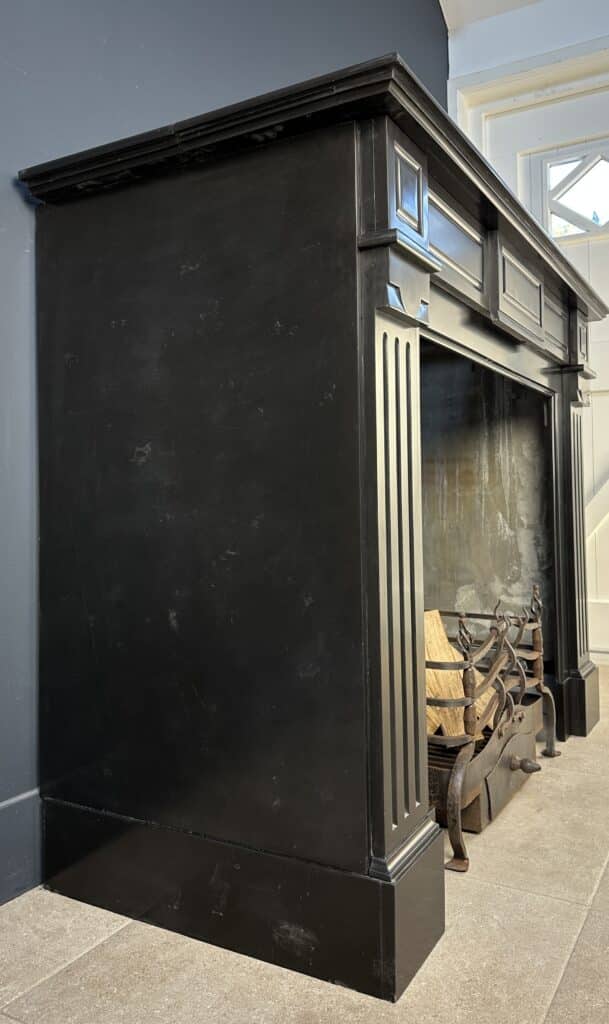 Beautiful Deep Black Antique Circular Fireplace
