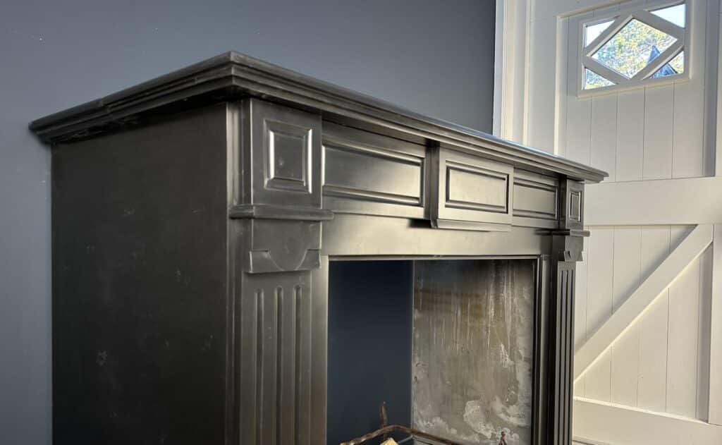 Beautiful Deep Black Antique Circular Fireplace