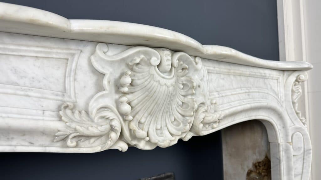 Unique Richly Detailed Antique Shell Fireplace