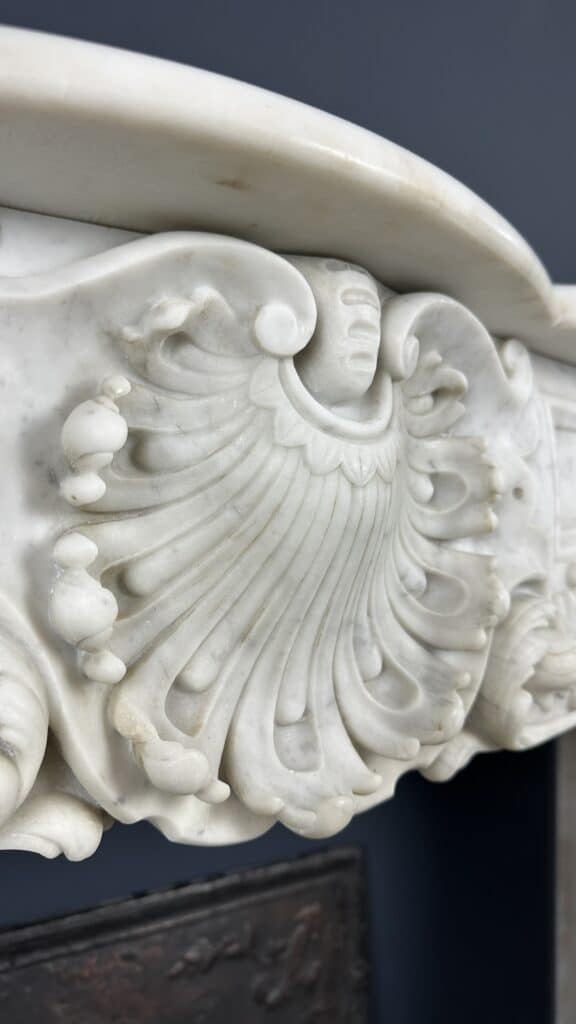Unique Richly Detailed Antique Shell Fireplace