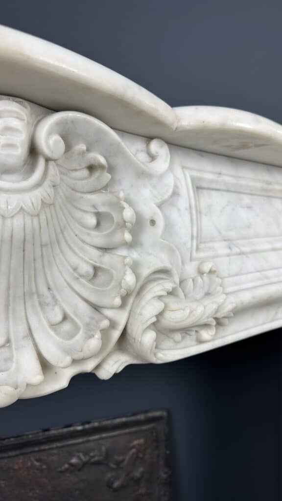 Unique Richly Detailed Antique Shell Fireplace