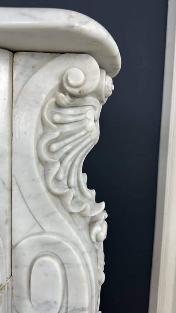 Unique Richly Detailed Antique Shell Fireplace