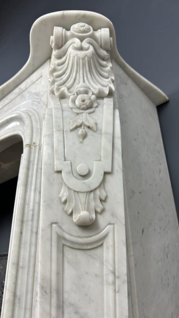 Unique Richly Detailed Antique Shell Fireplace