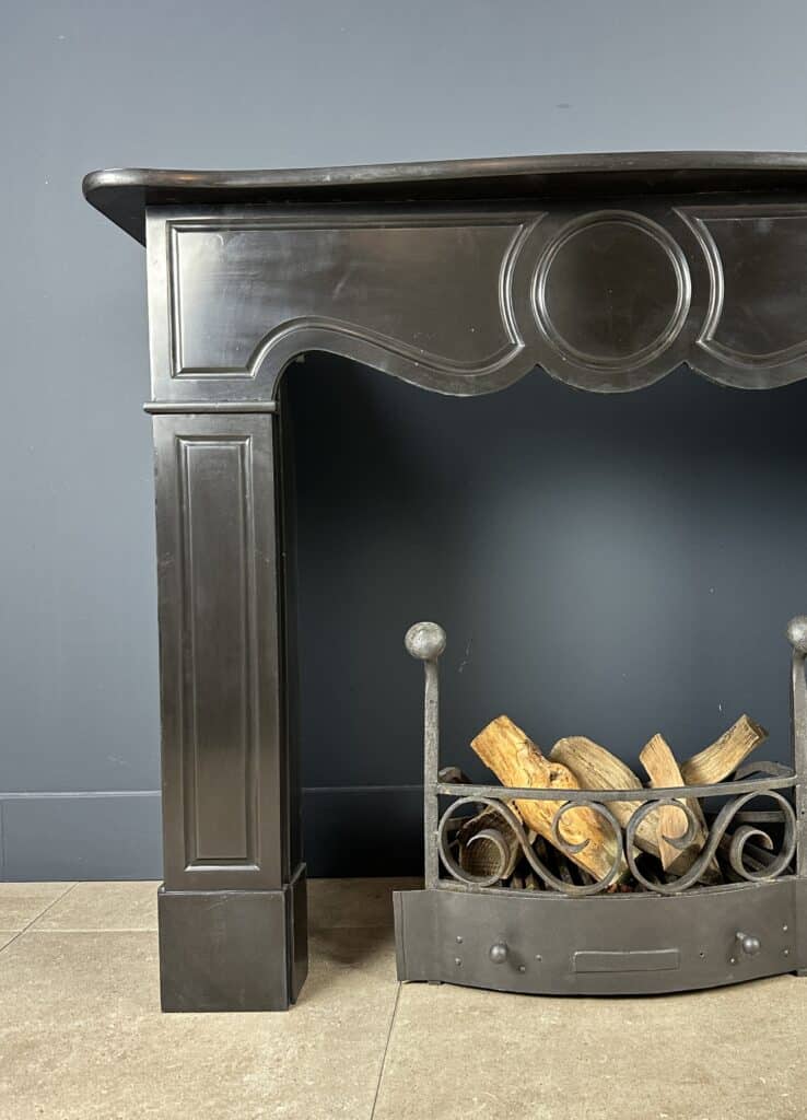 Black Antique Circular Fireplace with Round Detail