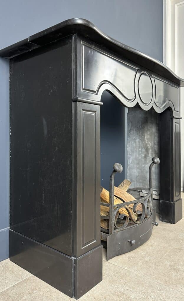 Black Antique Circular Fireplace with Round Detail