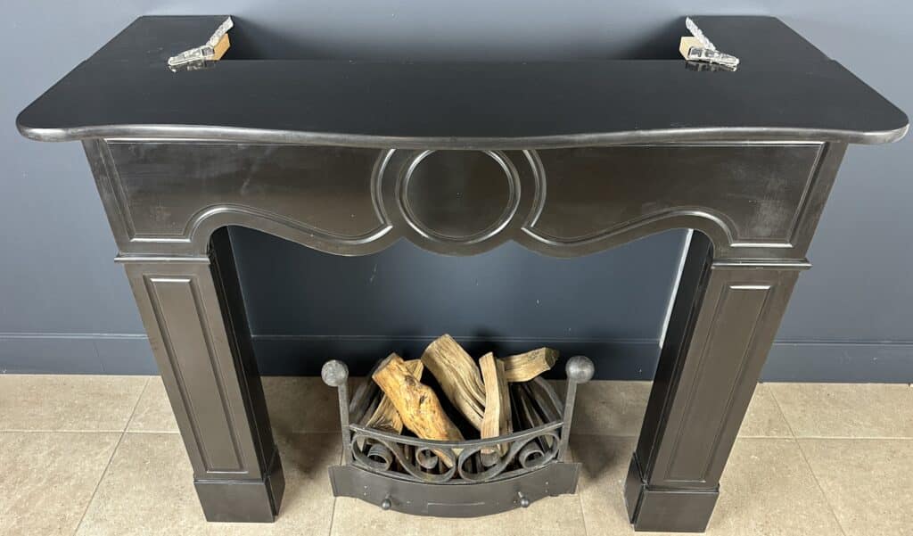 Black Antique Circular Fireplace with Round Detail