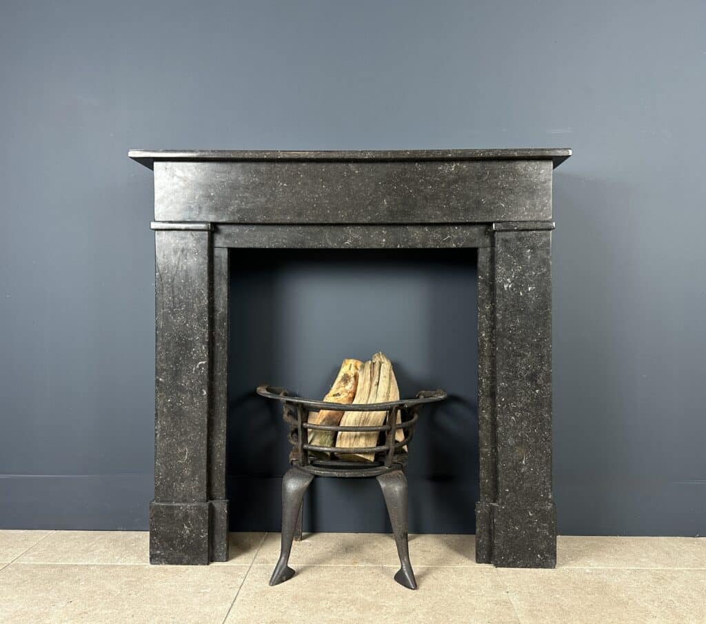 French Chic Antique Front Fireplace in White Carrara Marble