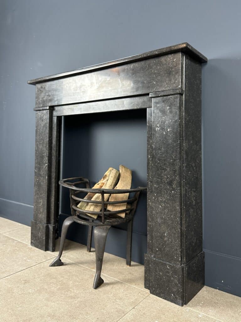 French Chic Antique Front Fireplace in White Carrara Marble