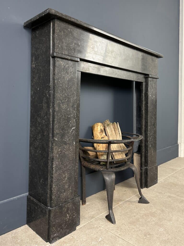 French Chic Antique Front Fireplace in White Carrara Marble