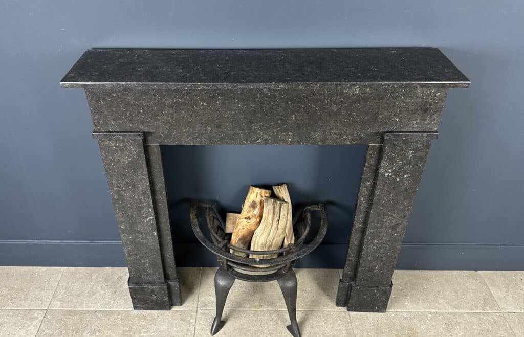 French Chic Antique Front Fireplace in White Carrara Marble