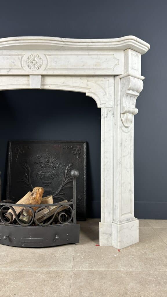 High White Antique Circular Fireplace 45 Degree White