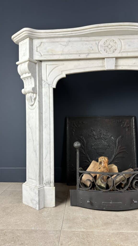 High White Antique Circular Fireplace 45 Degree White