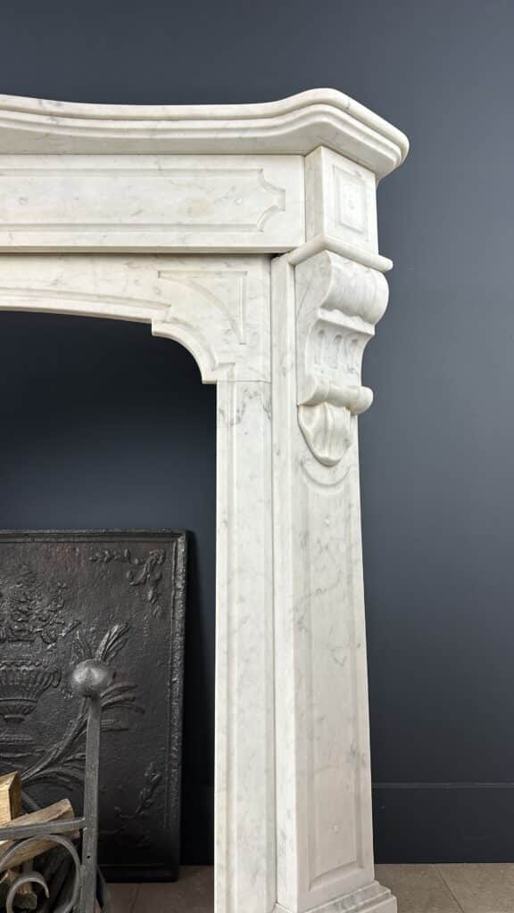 High White Antique Circular Fireplace 45 Degree White