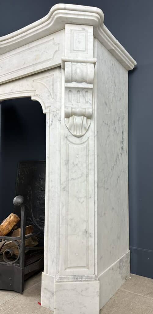 High White Antique Circular Fireplace 45 Degree White