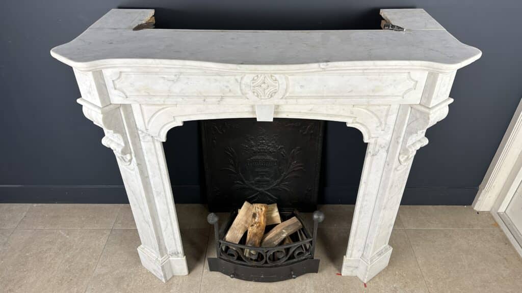 High White Antique Circular Fireplace 45 Degree White