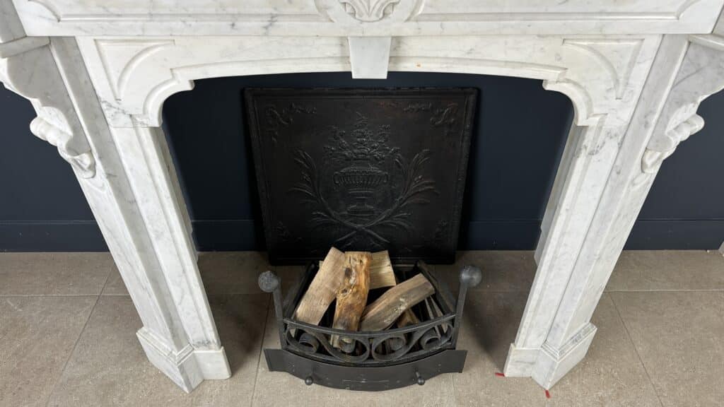 High White Antique Circular Fireplace 45 Degree White