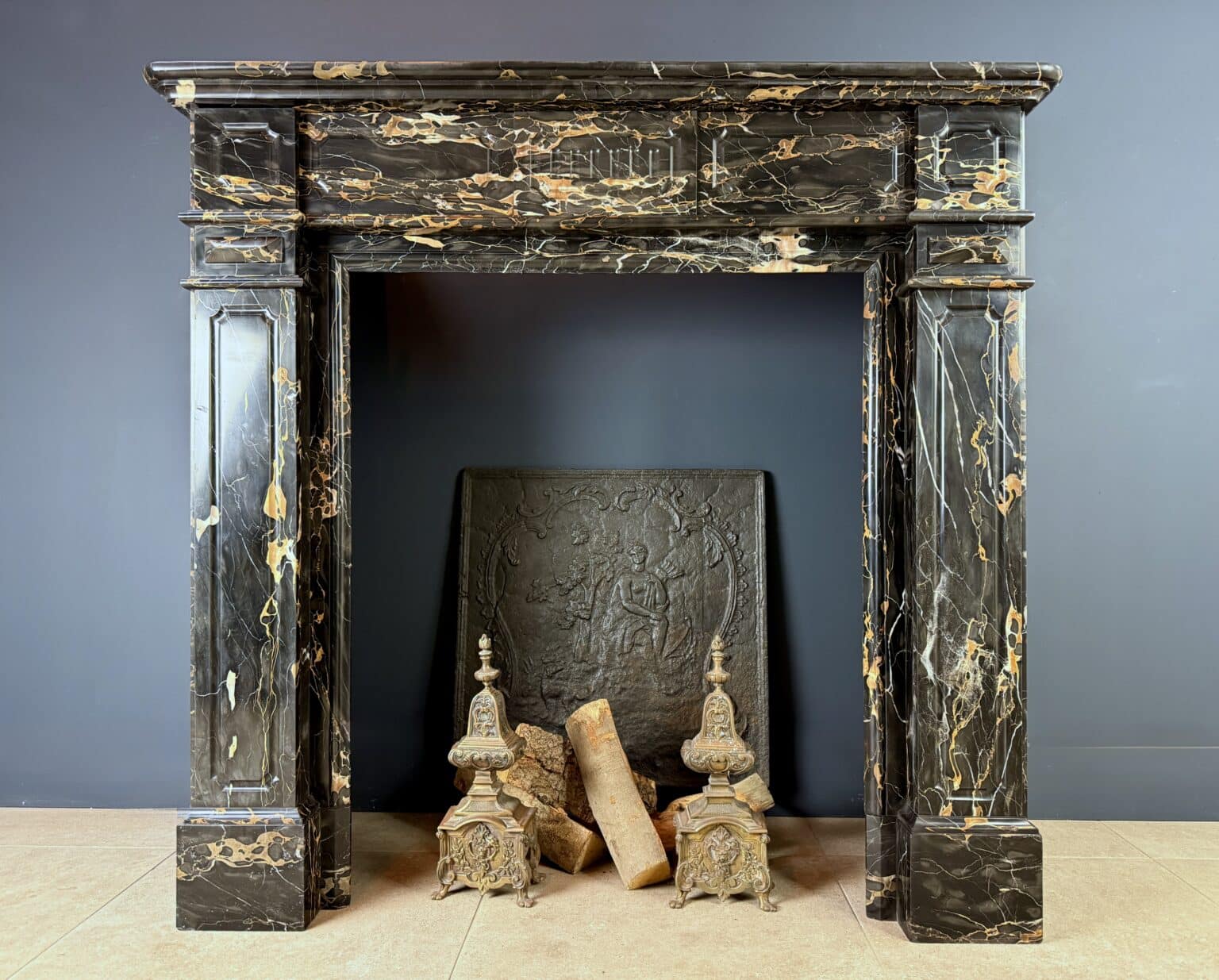 Exclusive Antique Fireplace in Portoro Marble