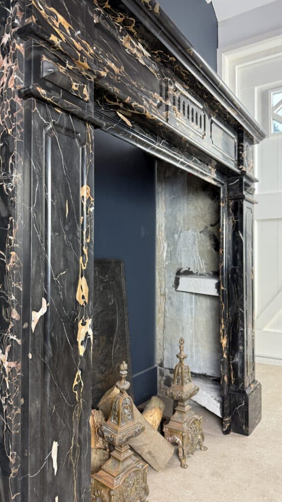 Exclusive Antique Fireplace in Portoro Marble