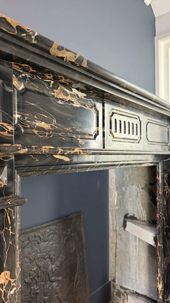 Exclusive Antique Fireplace in Portoro Marble