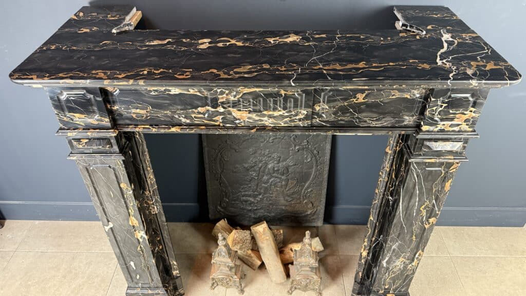 Exclusive Antique Fireplace in Portoro Marble