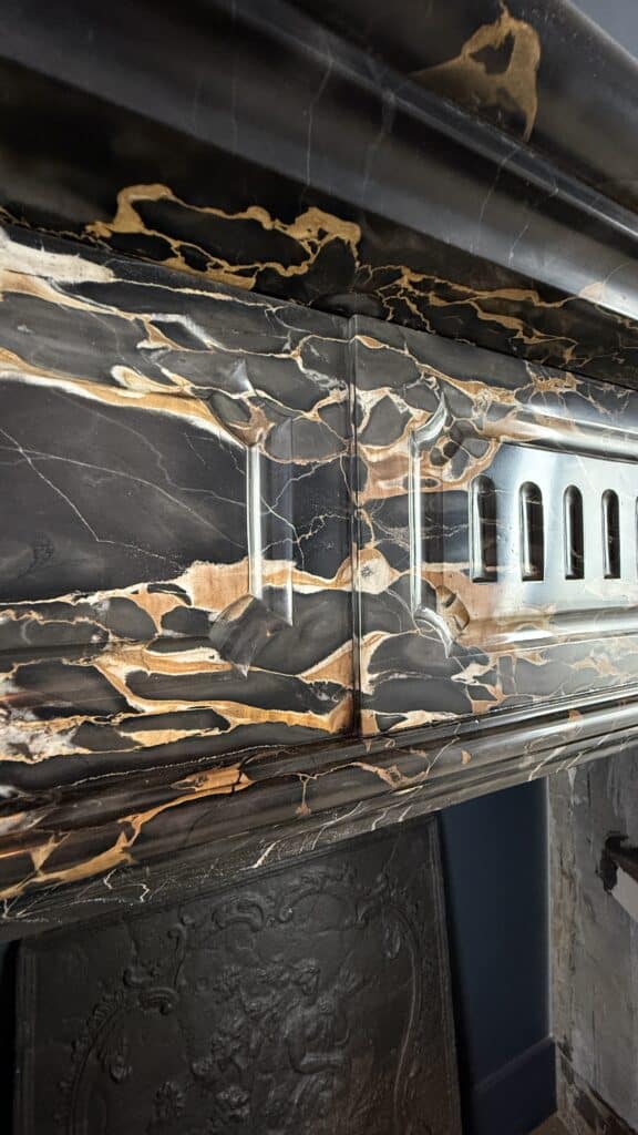 Exclusive Antique Fireplace in Portoro Marble