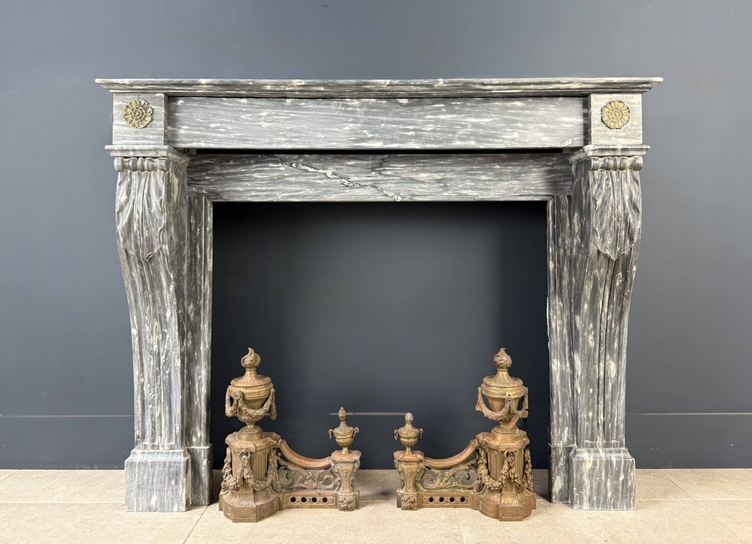 Grey French Antique Fireplace