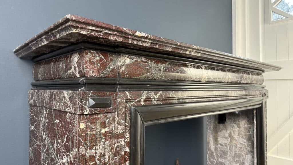 Magnificent Empire Antique Circular Fireplace in Campan Rubané Marble