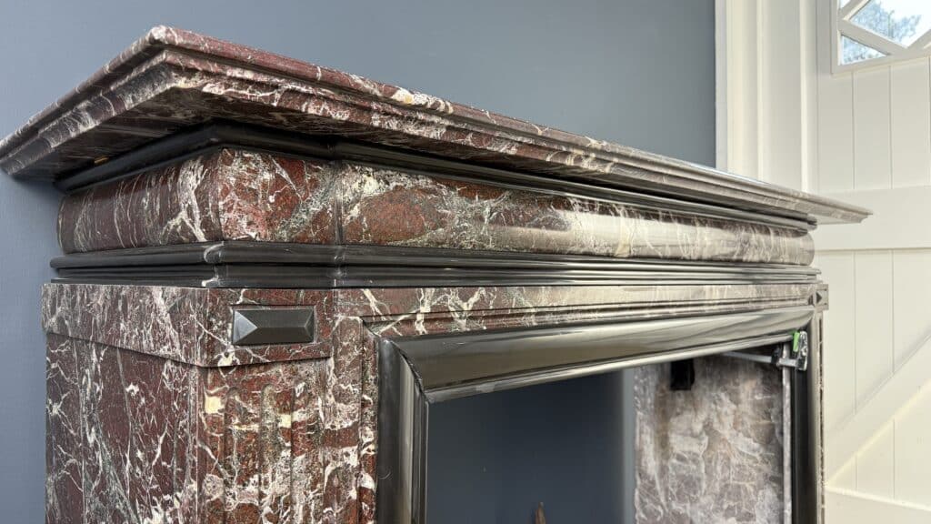 Magnificent Empire Antique Circular Fireplace in Campan Rubané Marble