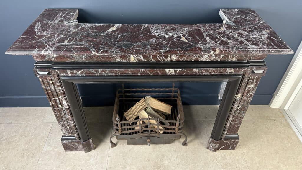 Magnificent Empire Antique Circular Fireplace in Campan Rubané Marble