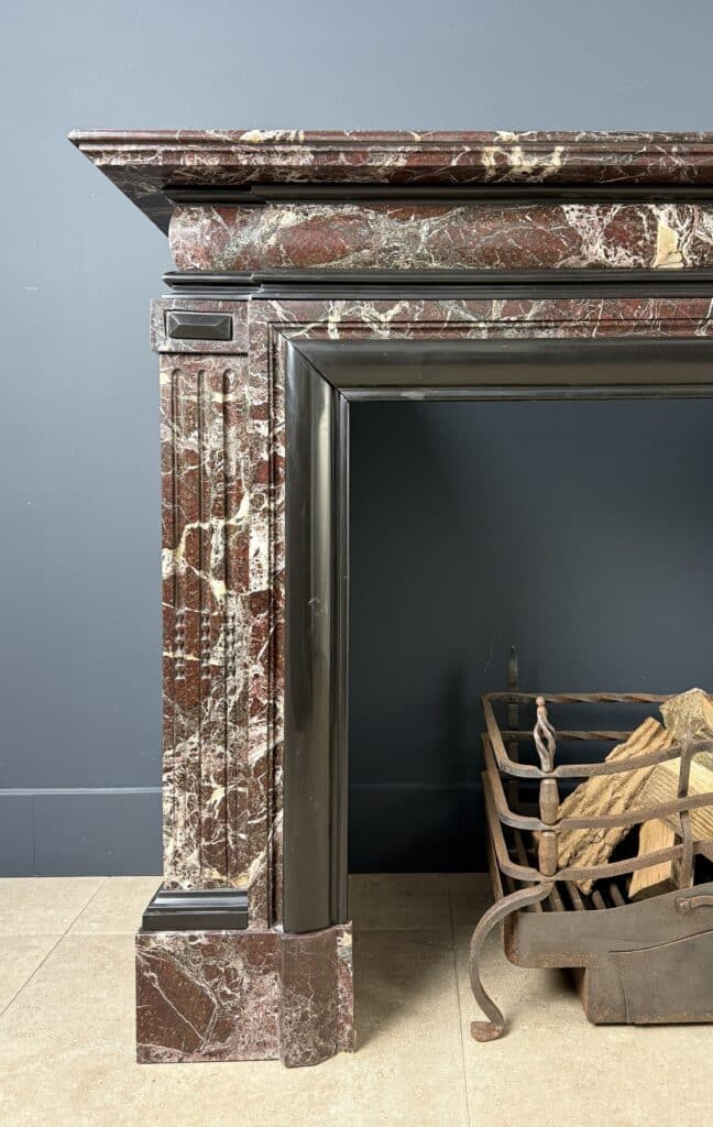 Magnificent Empire Antique Circular Fireplace in Campan Rubané Marble
