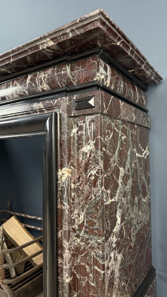 Magnificent Empire Antique Circular Fireplace in Campan Rubané Marble