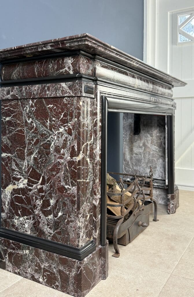 Magnificent Empire Antique Circular Fireplace in Campan Rubané Marble