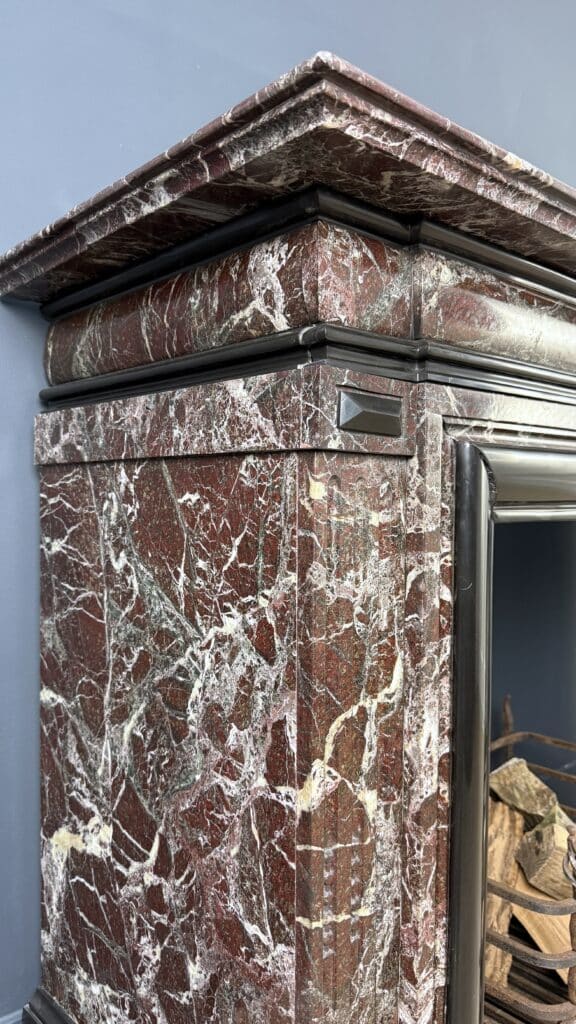 Magnificent Empire Antique Circular Fireplace in Campan Rubané Marble