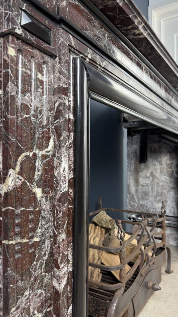 Magnificent Empire Antique Circular Fireplace in Campan Rubané Marble