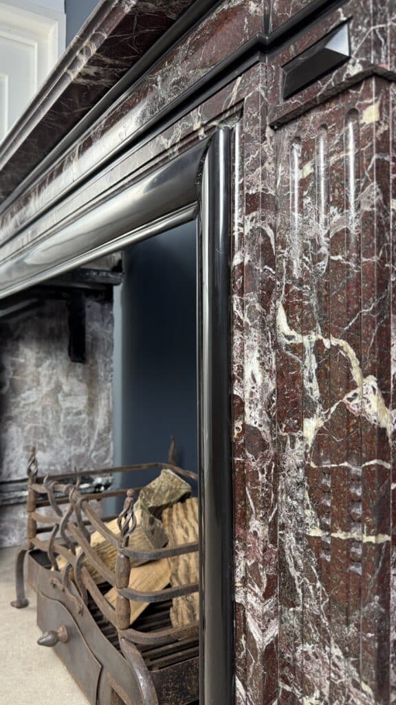 Magnificent Empire Antique Circular Fireplace in Campan Rubané Marble