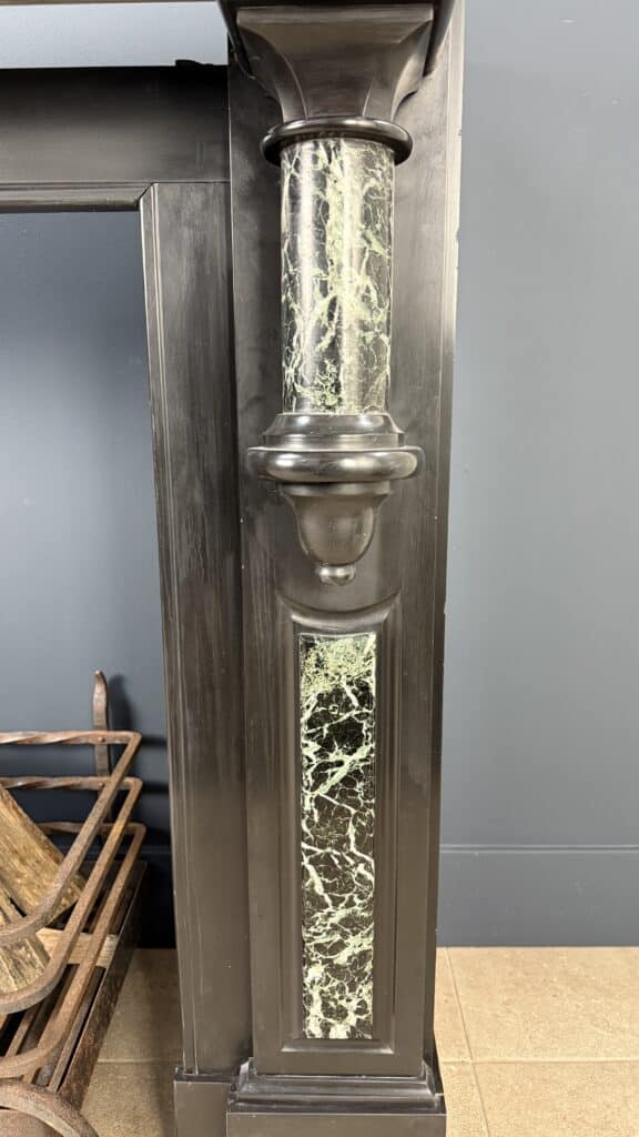 Grote Antiek Baluster Oploop Schouw Zwart & Groen Marmer