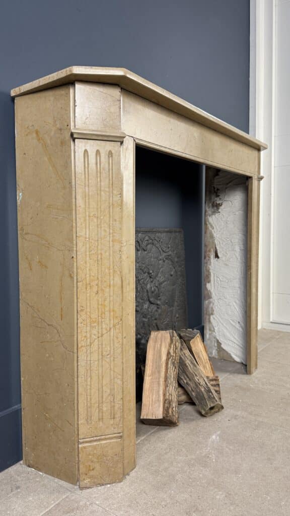 Sleek Art Deco Front Fireplace in Marble