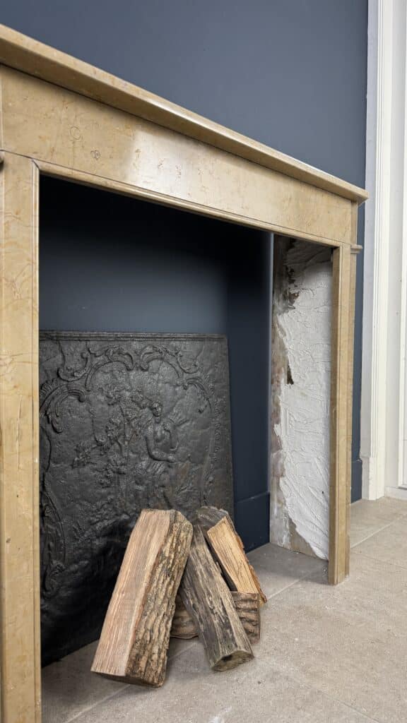 Sleek Art Deco Front Fireplace in Marble