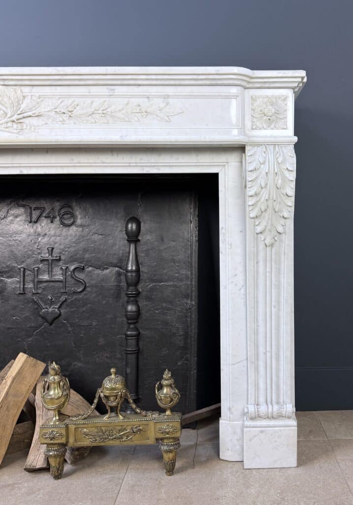 Magnificent Luxury French Front Fireplace in Carrara Marble
