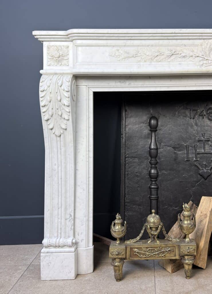 Magnificent Luxury French Front Fireplace in Carrara Marble