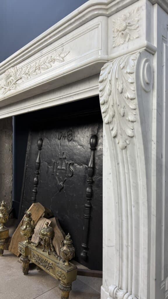 Magnificent Luxury French Front Fireplace in Carrara Marble
