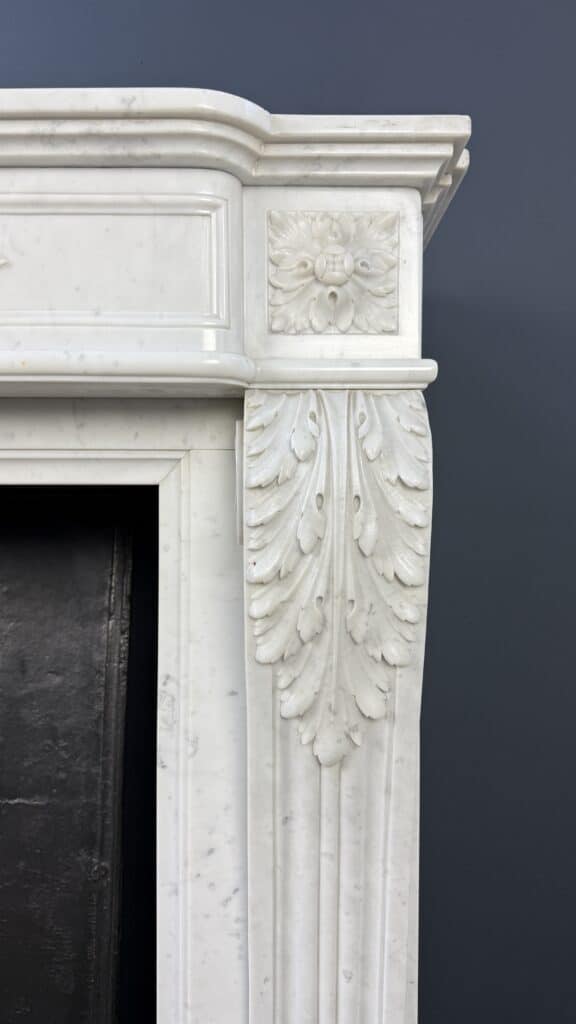 Magnificent Luxury French Front Fireplace in Carrara Marble