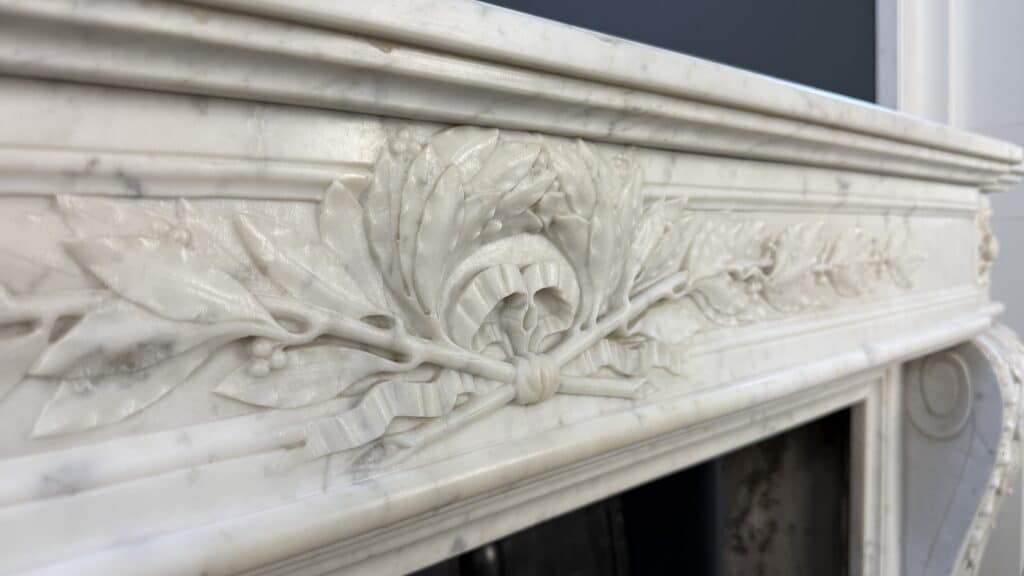 Magnificent Luxury French Front Fireplace in Carrara Marble
