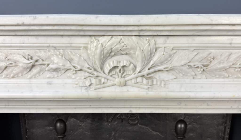 Magnificent Luxury French Front Fireplace in Carrara Marble