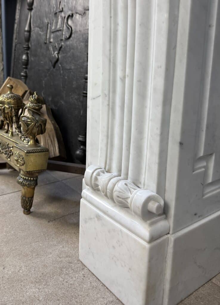 Magnificent Luxury French Front Fireplace in Carrara Marble