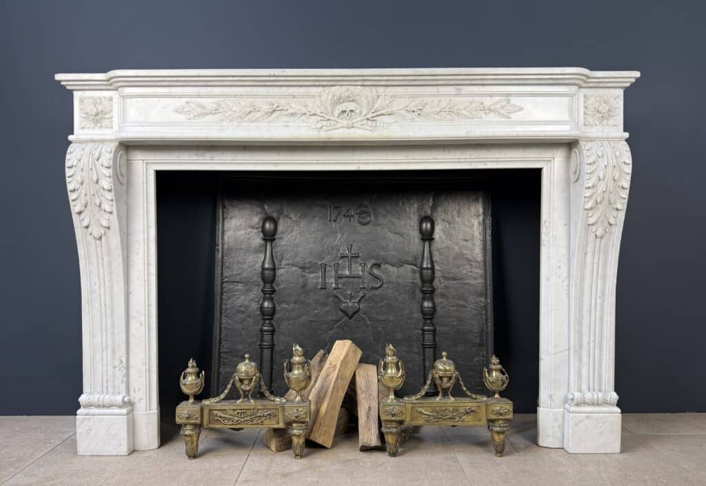 Magnificent Luxury French Front Fireplace in Carrara Marble