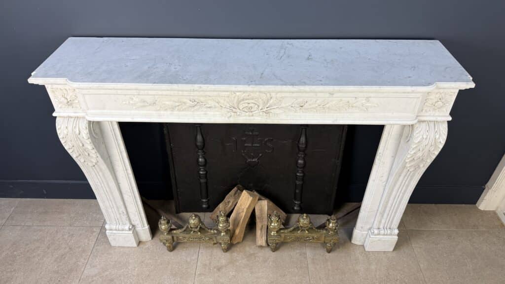 Magnificent Luxury French Front Fireplace in Carrara Marble