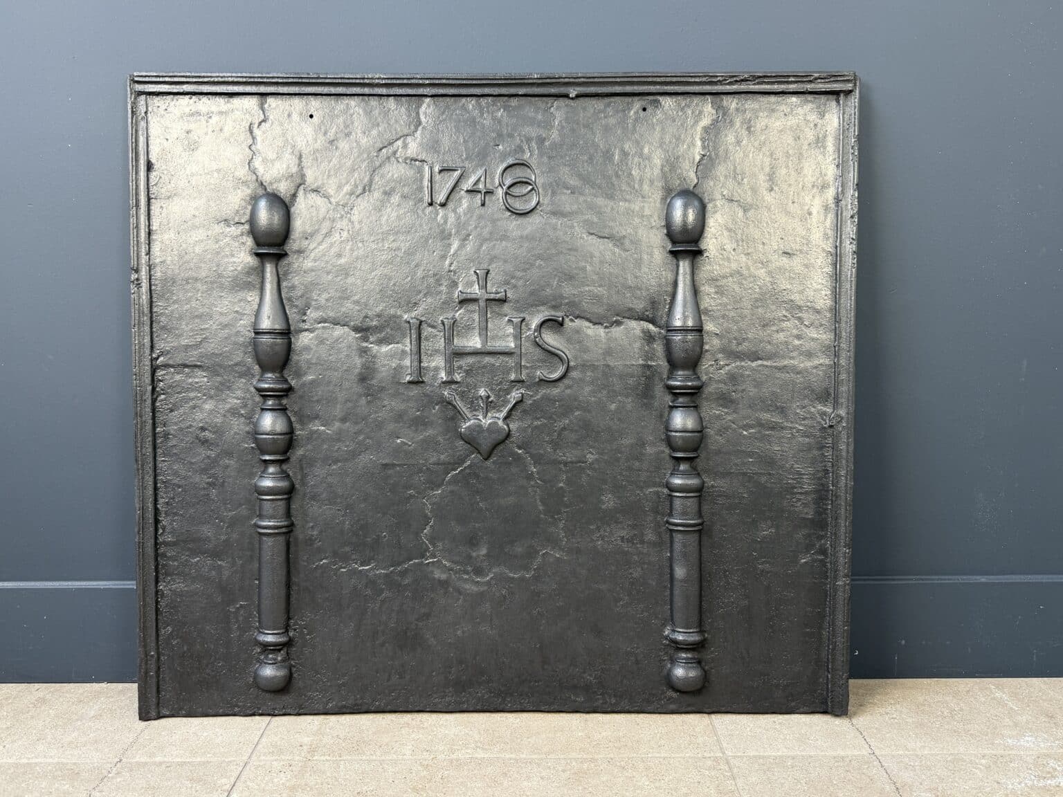 Large Cast-Iron Antique Fireback 1748
