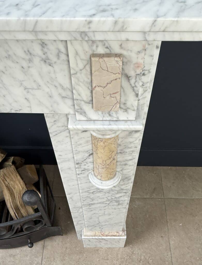 White Antique Column Fireplace, Circular Model