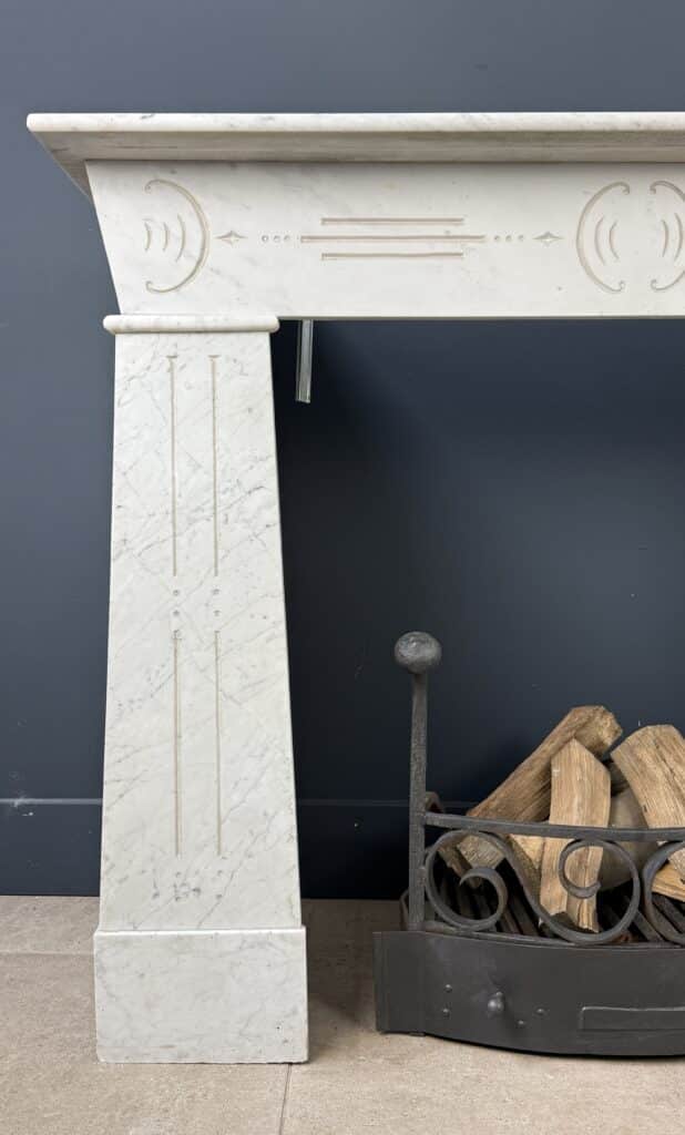 Distinctive Art Deco White Etched Circular Fireplace